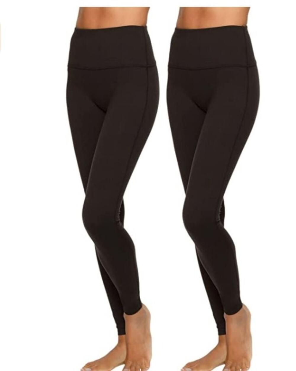 Felina Womens Wide Waistband Suede Light Weight Super Soft Leggings 2 Pack